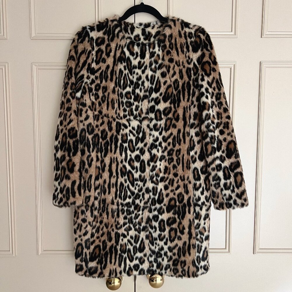 Topshop Leopard Faux Fur Coat - Size US 4 / UK 8 / Small